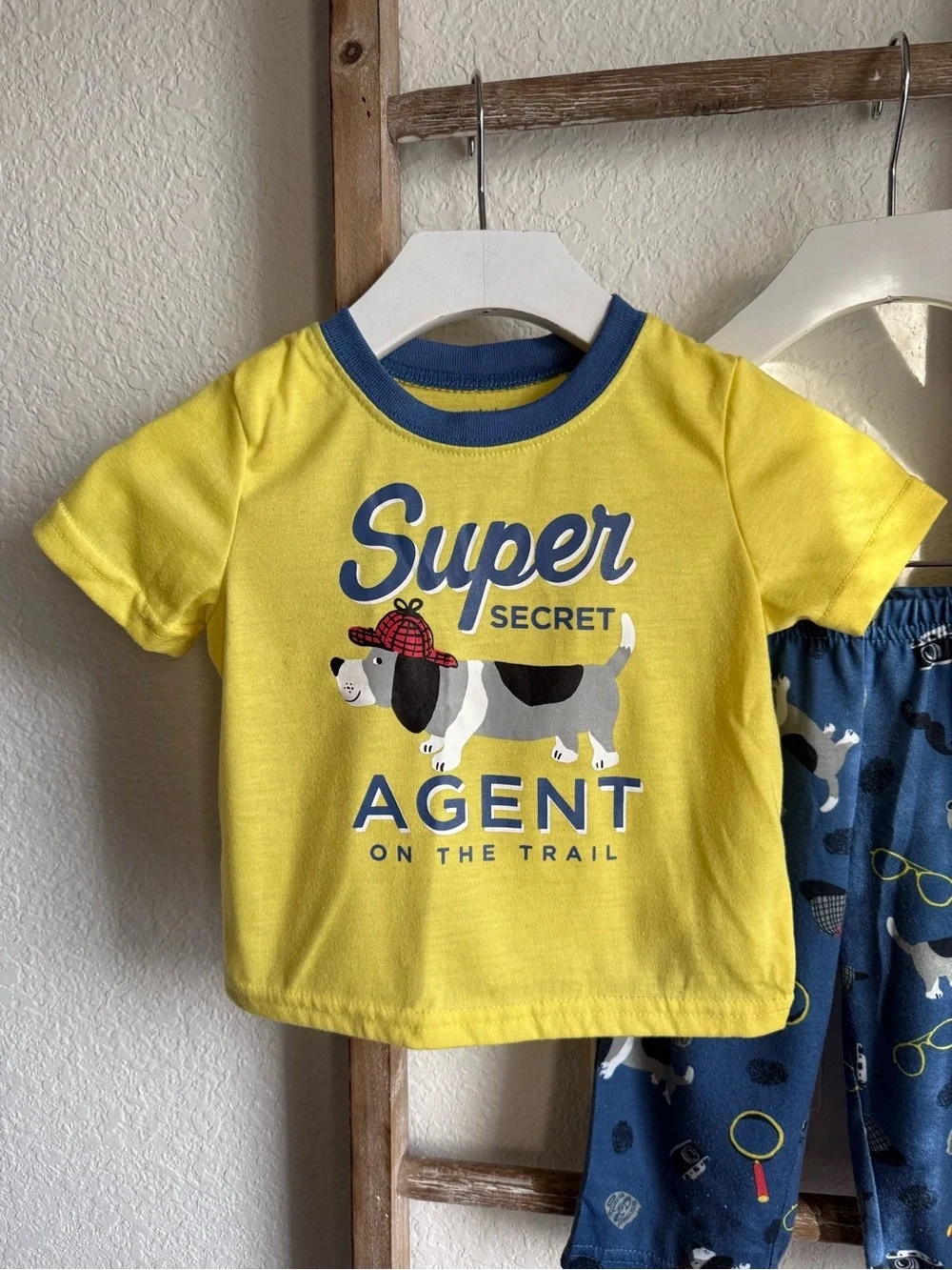 Carters Graphic Super Agent Dog Pajama Set baby boy sz: 12M